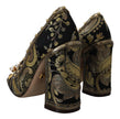 Dolce & Gabbana Zapatos de tacón con brocado y punta cuadrada con cristales dorados