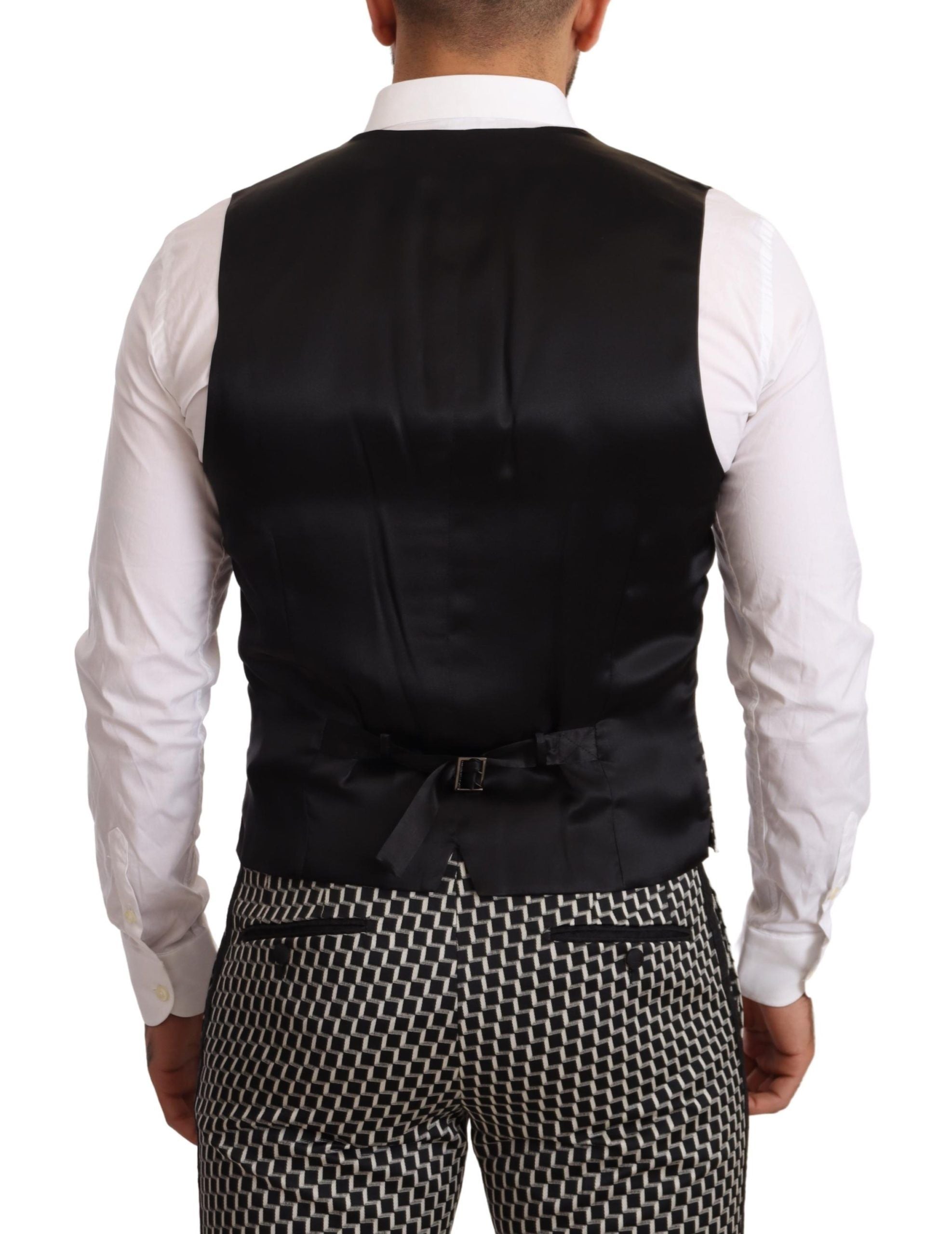 Dolce & Gabbana – Eleganter dreiteiliger Martini-Anzug in Schwarz mit Karomuster