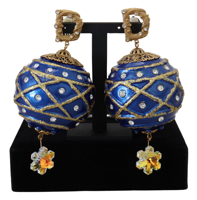 Dolce & Gabbana – Elegante baumelnde Weihnachtskugel-Ohrringe mit Kristallen