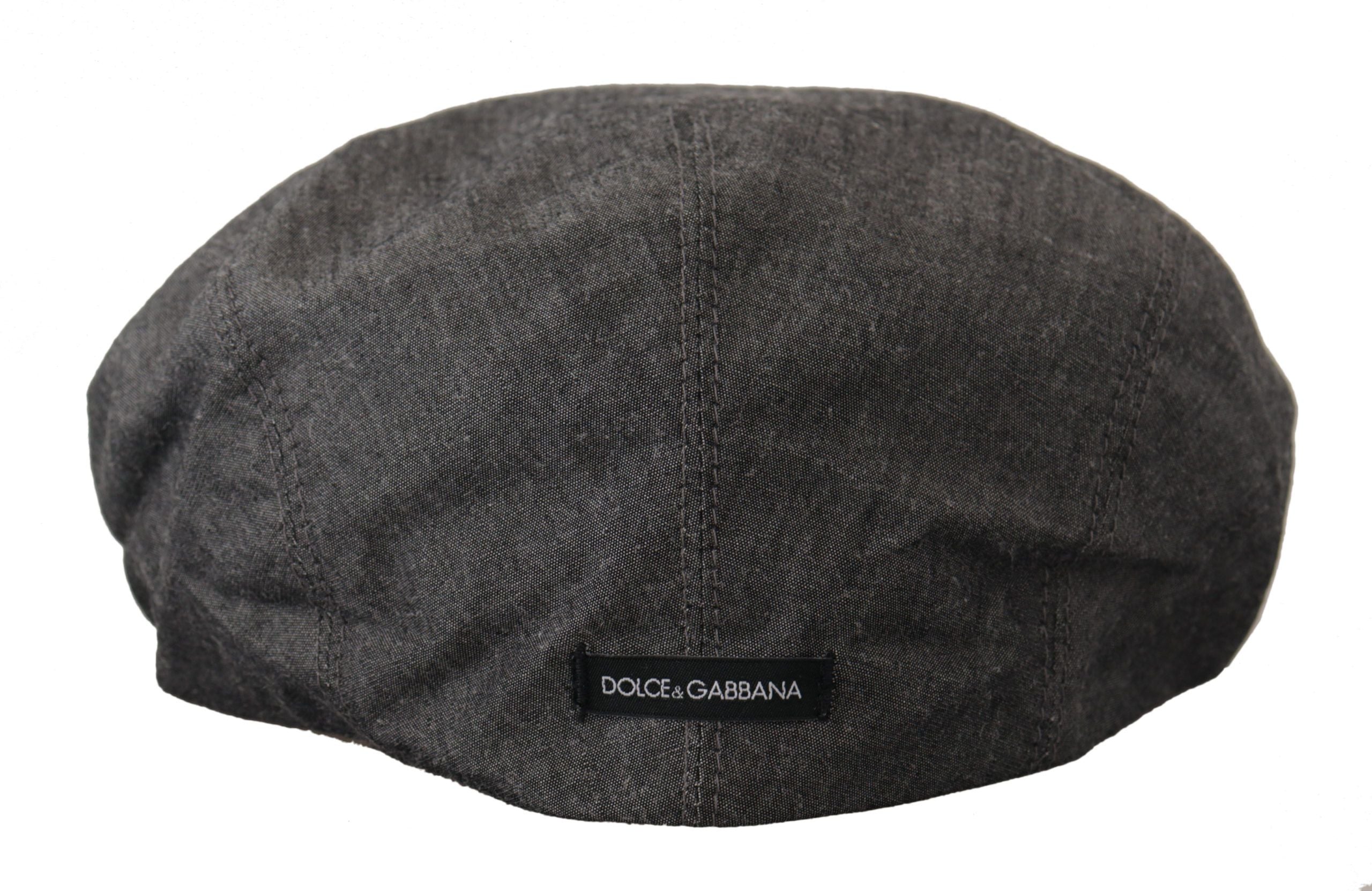 Dolce & Gabbana Gorro gris Newsboy Capello de mezcla de algodón para hombre