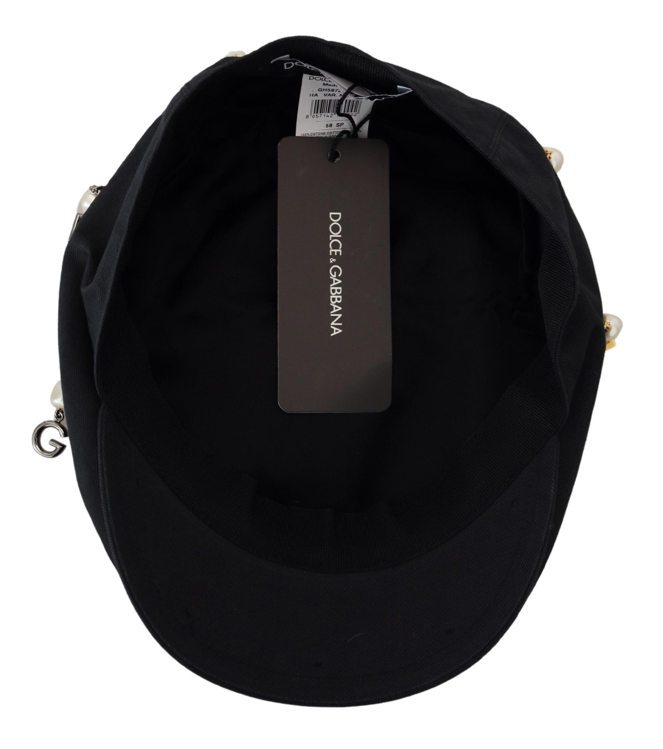 Dolce & Gabbana Elegante schwarze Ballonmütze aus Baumwolle