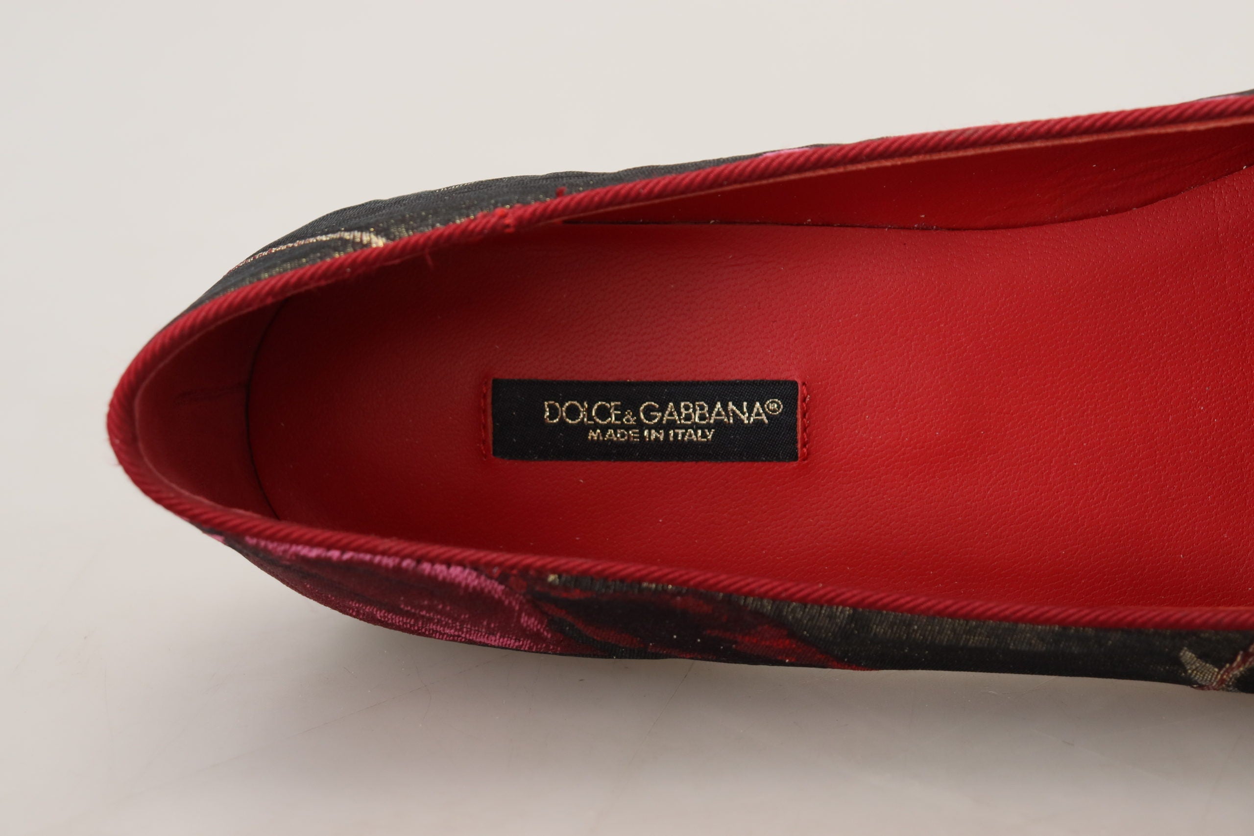 Dolce & Gabbana – Mehrfarbige Ballerinas aus Leder und Stoff mit Herz-Jesu-Aufnäher