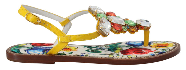 Dolce & Gabbana – Majolica – Ledersandalen mit Kristallverzierung