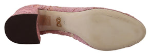 Dolce & Gabbana Zapatos de tacón con adornos de cristal de encaje rosa pastel