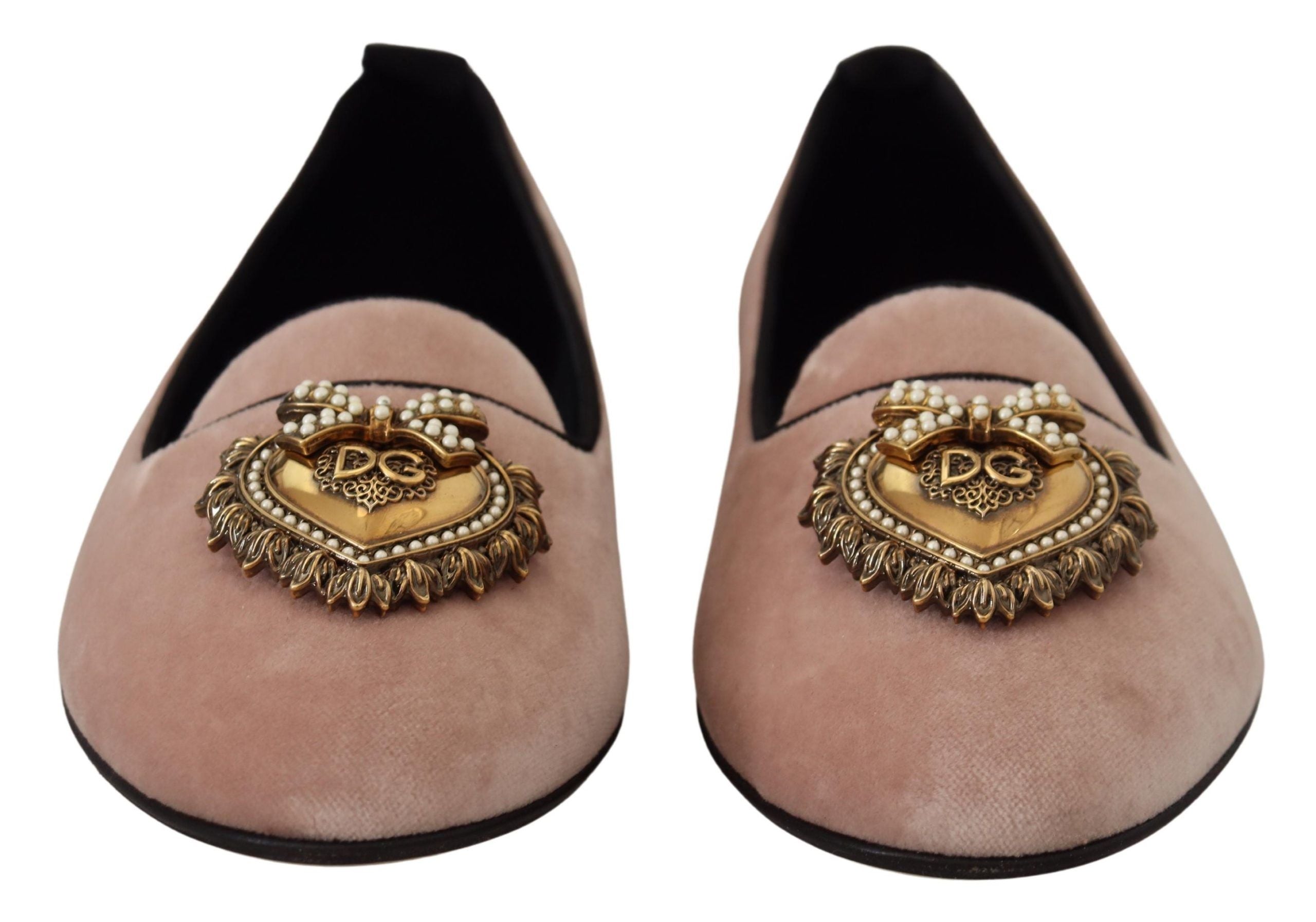 Dolce & Gabbana Mocasines sin cordones de terciopelo rosa Zapatos planos