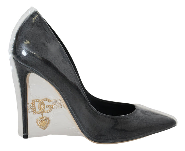 Dolce & Gabbana Zapatos de tacón elegantes con detalle de oro negro