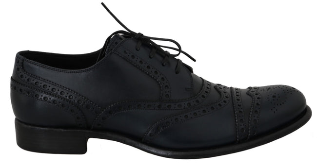 Dolce & Gabbana Zapatos de vestir Oxford con punta de ala de cuero azul oscuro
