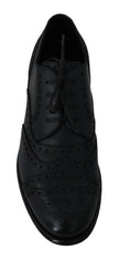 Dolce & Gabbana Elegant Blue Leather Wingtip Derby Shoes