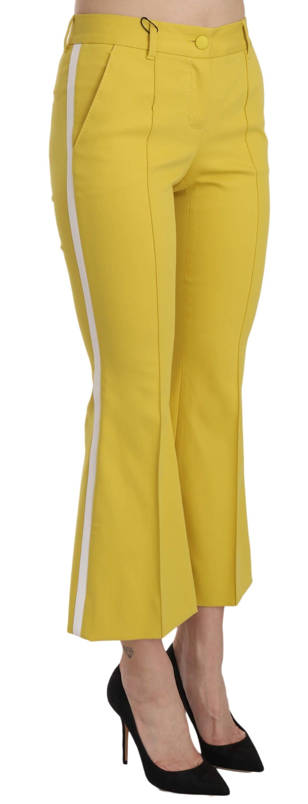 Dolce & Gabbana Chic Yellow Flare Pants for Elegant Evenings.