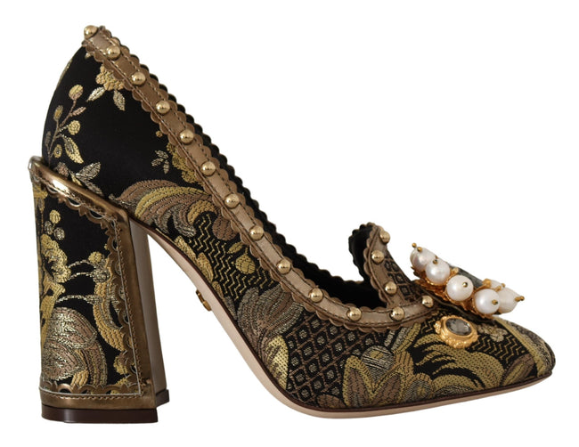 Dolce & Gabbana Elegante Pumps aus goldenem Jacquard-Brokat