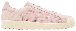 CLOT x adidas Superstar Breathe sneaker in light pink mesh with Chinese characters and mismatched heel logos.