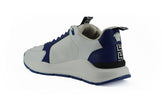 Versace Elegant Blue and White Leather Sneakers