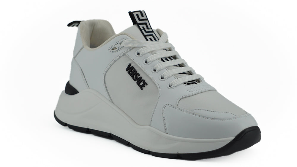 Versace Sleek White Calf Leather Sneakers