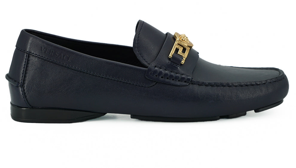 Versace – Elegante Loafer aus Kalbsleder in Marineblau