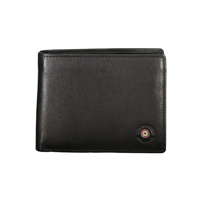 Aeronautica Militare Sleek Black Leather Dual Compartment Wallet