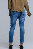 Blue Skinny Jeans With Sequin Details - Genuine Authentic Brand