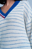 Blue Striped Sweater With V-Neck - Genuine Authentic Brand
