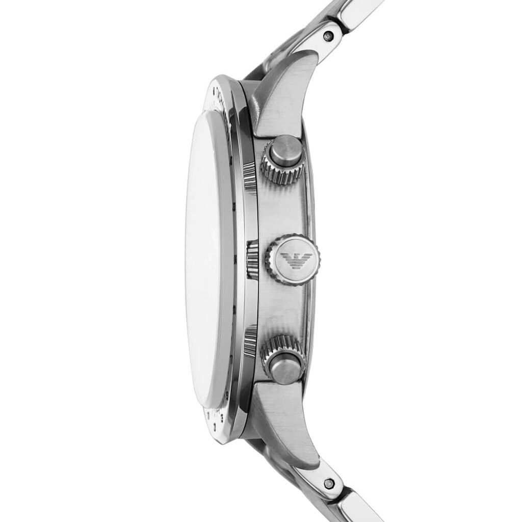 Emporio Armani Sleek Silver Steel Chronograph Watch