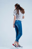 Denim Jeans With Blue Side Stripe - GENUINE AUTHENTIC BRAND LLC