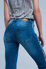 Denim Jeans With Crinkled Legs and Side Stripe - GENUINE AUTHENTIC BRAND LLC