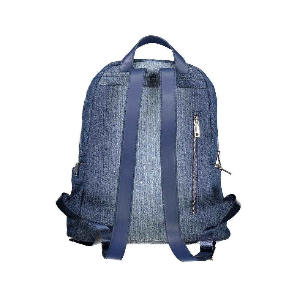 Desigual Chic Embroidered Blue Backpack with Contrasting Details