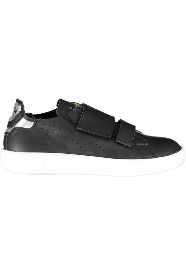 Diadora Sleek schwarze Leder-Sneaker mit Kontrastdetails