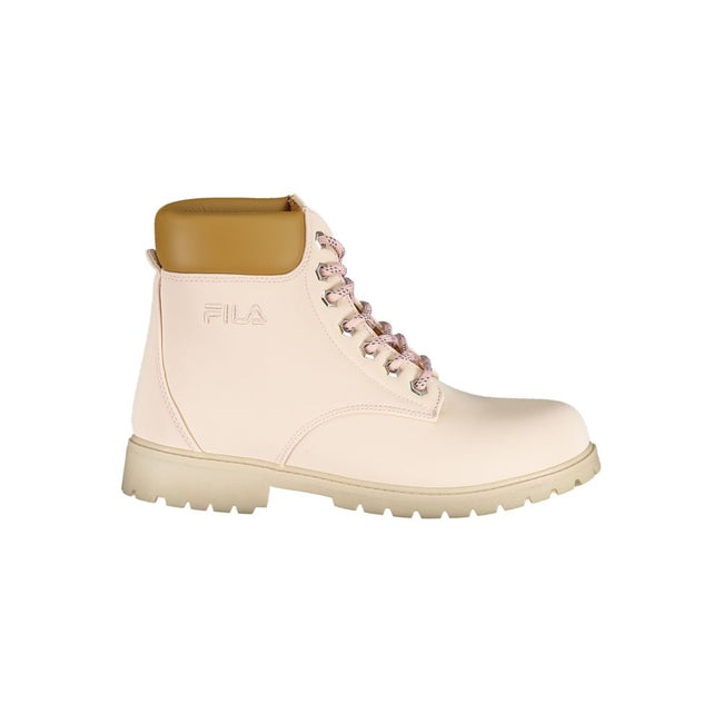 Fila Chic Pink Lace-Up Boots with Embroidery Details