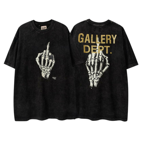 GALLERY DEPT ミドルフィンガー スカル FASHION VICTIM GALLERY DEPT. Skeleton Middle Finger Design Black Shirt – GENUINE
