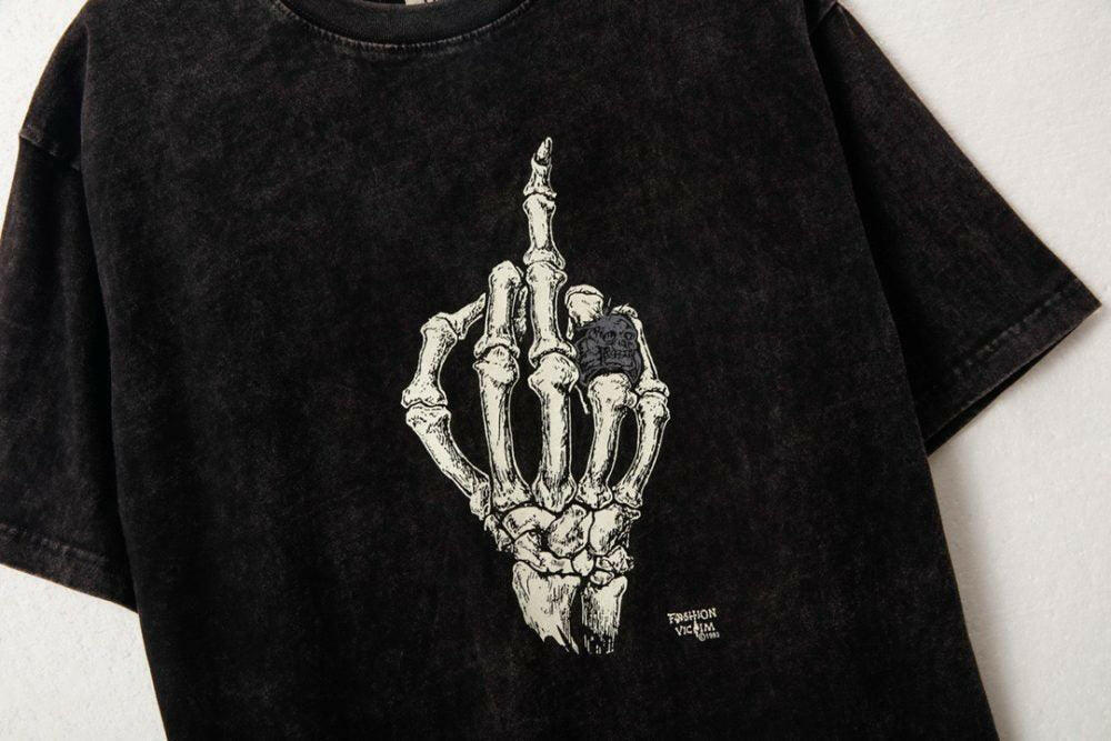 GALLERY DEPT. Skeleton Middle Finger Design Black Shirt – GENUINE