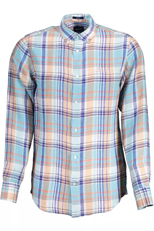 Gant Chic Hellblaues Leinen Button-Down-Hemd für Herren