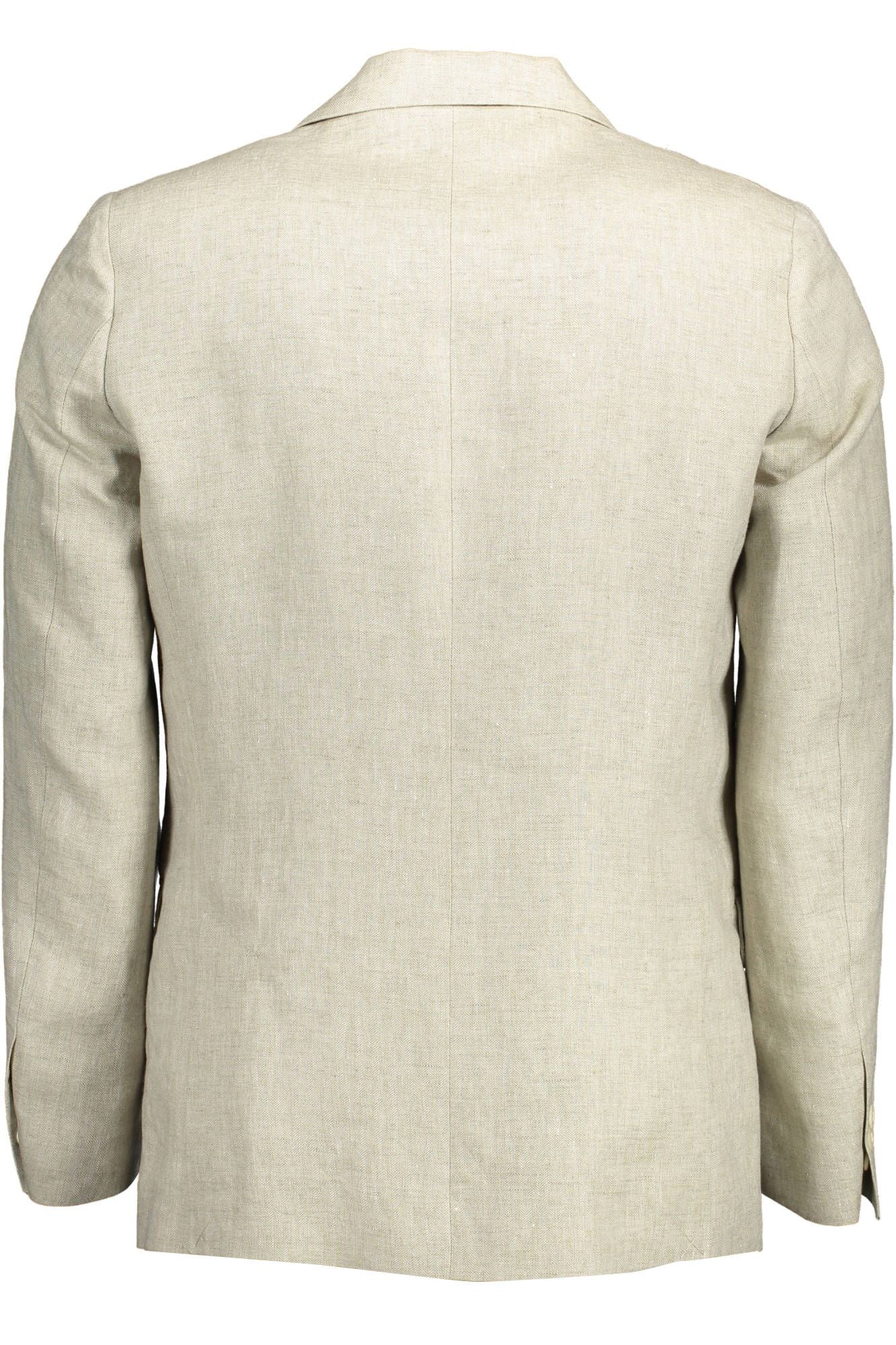 Gant Beige Linen Classic Jacket with Logo Detailing