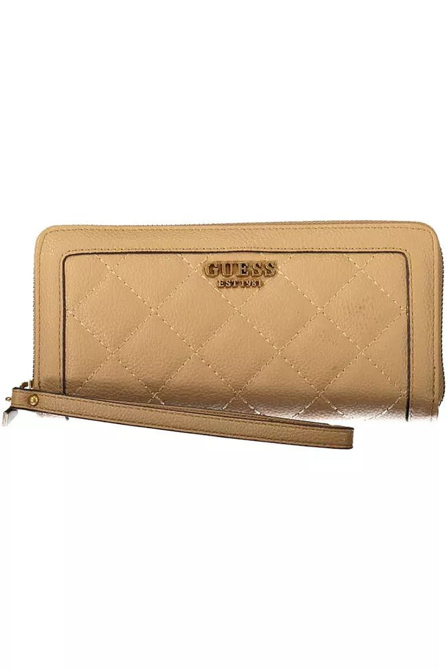 Guess Jeans Beige Chic Wallet with Contrasting Accents