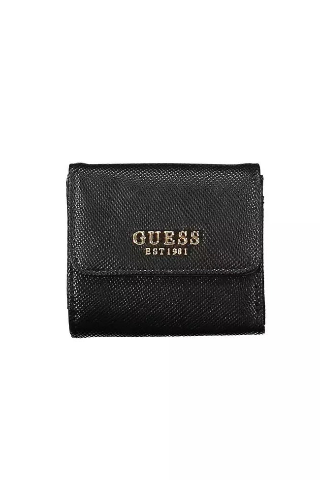 Guess Jeans – Elegante schwarze Polyethylen-Geldbörse mit Logo