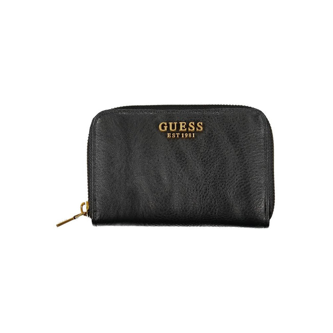 Guess Jeans Elegant Black Zip Wallet with Multiple Compartments