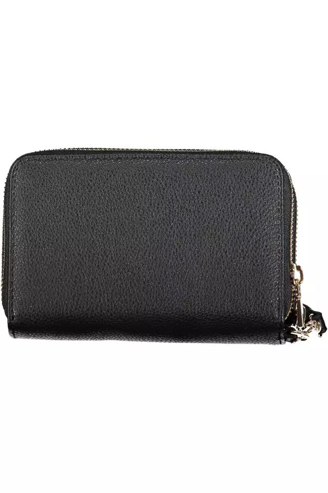Guess Jeans Elegant Black Double Wallet with Zip Closure