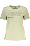 Guess Jeans Chic Green Logo Tee with Wide Neckline