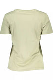 Guess Jeans Chic Green Logo Tee with Wide Neckline