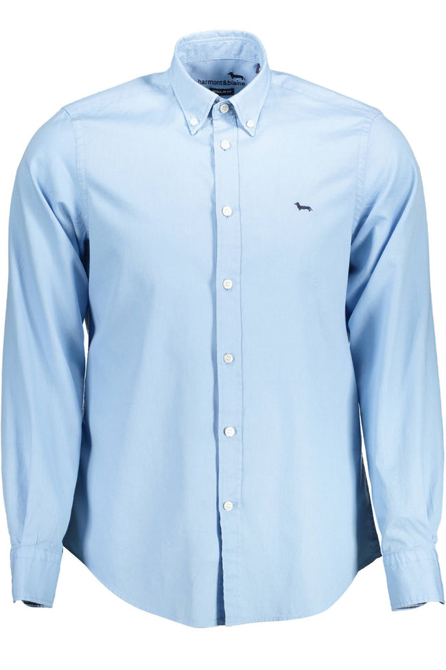 Harmont & Blaine Elegant Light Blue Cotton Shirt with Contrast Detail