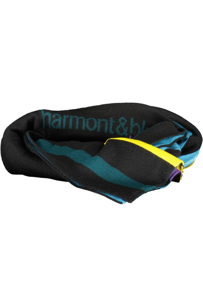 Harmont & Blaine Chic Wool-Blend Black Scarf with Embroidery Detail