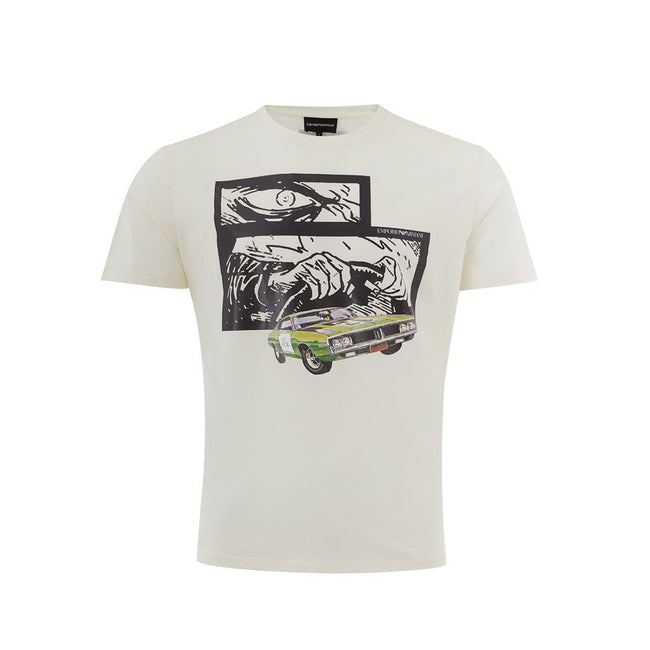 Emporio Armani Beige Cotton Tee for the Classically Inspired