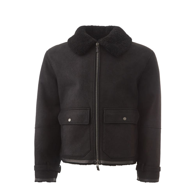 Lardini Elegant Montone Leather Jacket in Black