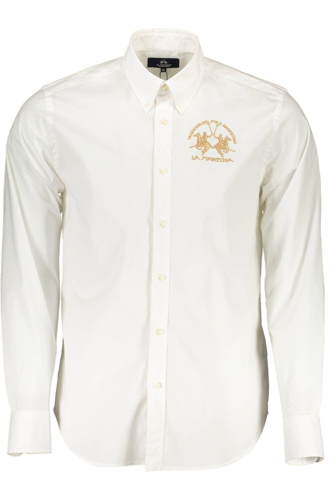 La Martina Elegant White Long-Sleeved Shirt for Men
