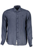 La Martina Elegant Blue Linen Long Sleeve Shirt