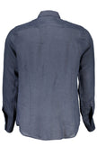 La Martina Elegant Blue Linen Long Sleeve Shirt