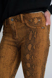 Mustard Super Skinny Reversible Pants With Snake Print - GENUINE AUTHENTIC BRAND LLC