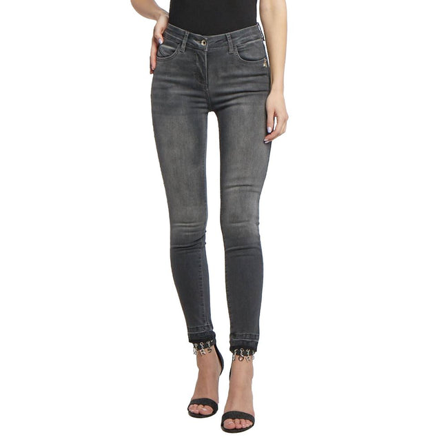 Patrizia Pepe – Schicke, graue Skinny-Jeans mit Stickdetail