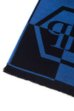 Philipp Plein – Eleganter Schal mit Fransen und Logo in Blau