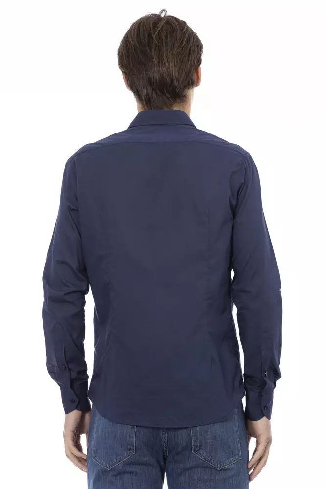 Baldinini Trend Elegant Slim Fit Blue Cotton Shirt