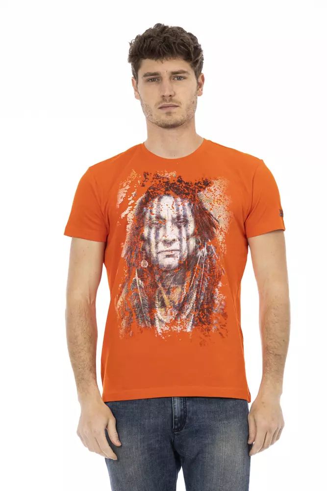 Trussardi – Action Sleek – Orangefarbenes, kurzärmliges T-Shirt mit Frontprint