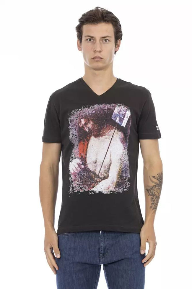 Trussardi Action Sleek T-Shirt mit V-Ausschnitt und Frontprint